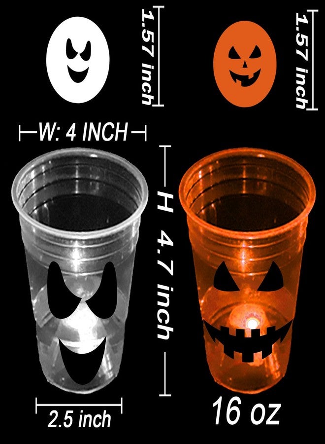 Ahuimeius 22 Pcs Halloween Glow Pumpkin Party Game Set,16 oz Light Up Pong Cups for Halloween Ghost Theme Party with 6 Halloween Theme Balls, Halloween House Parties Holidays Game(Orange&White) - Image 3